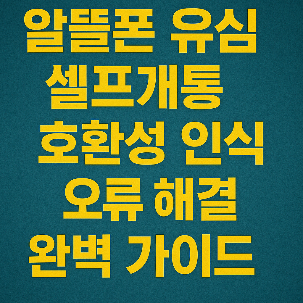 알뜰폰 유심, 셀프개통, 호환성, 인식 오류, 해결, 완벽 가이드