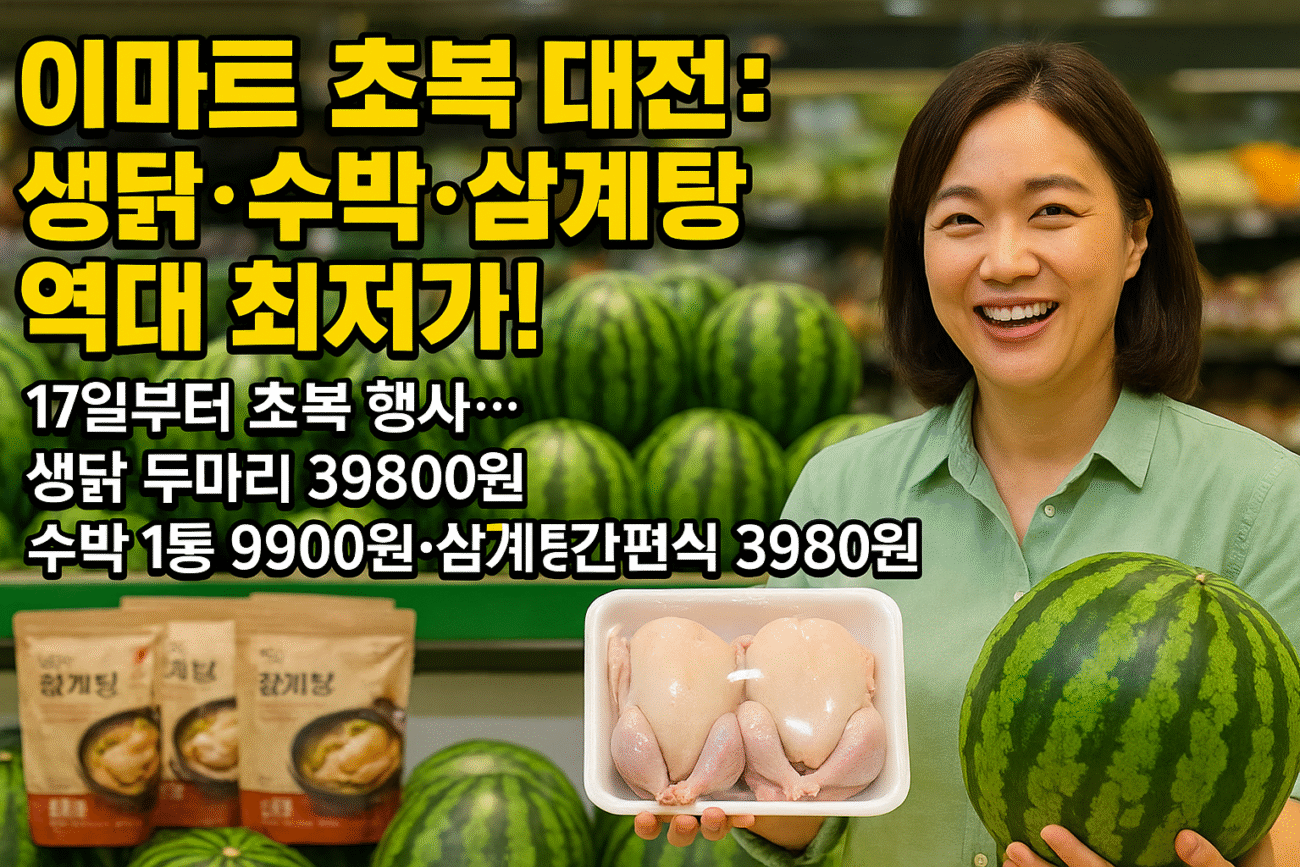 이마트 초복 대전, 삼계탕, 생닭, 수박 역대 최저가~
