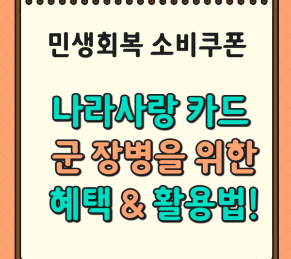 민생회복 소비쿠폰 나라사랑카드 활용법. 군 장병을 위한 특별한 혜택!